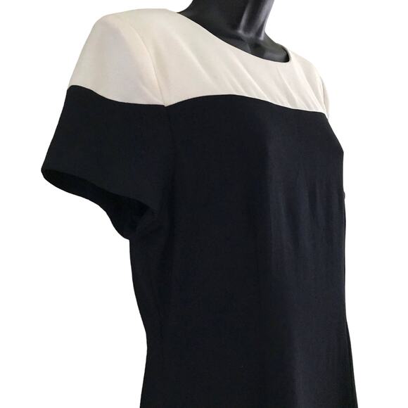 Vintage First Focus Black and White Dress 80s Size Medium 7/8 - Picture 6 of 7